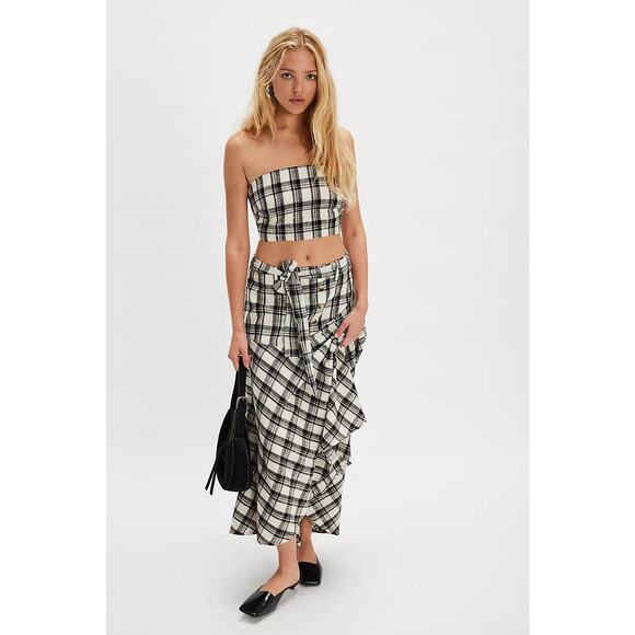 Free People Dresses & Skirts - New FREE PEOPLE After You Set MAXI SKIRT + TOP $168 MEDIUM Black & White Plaid